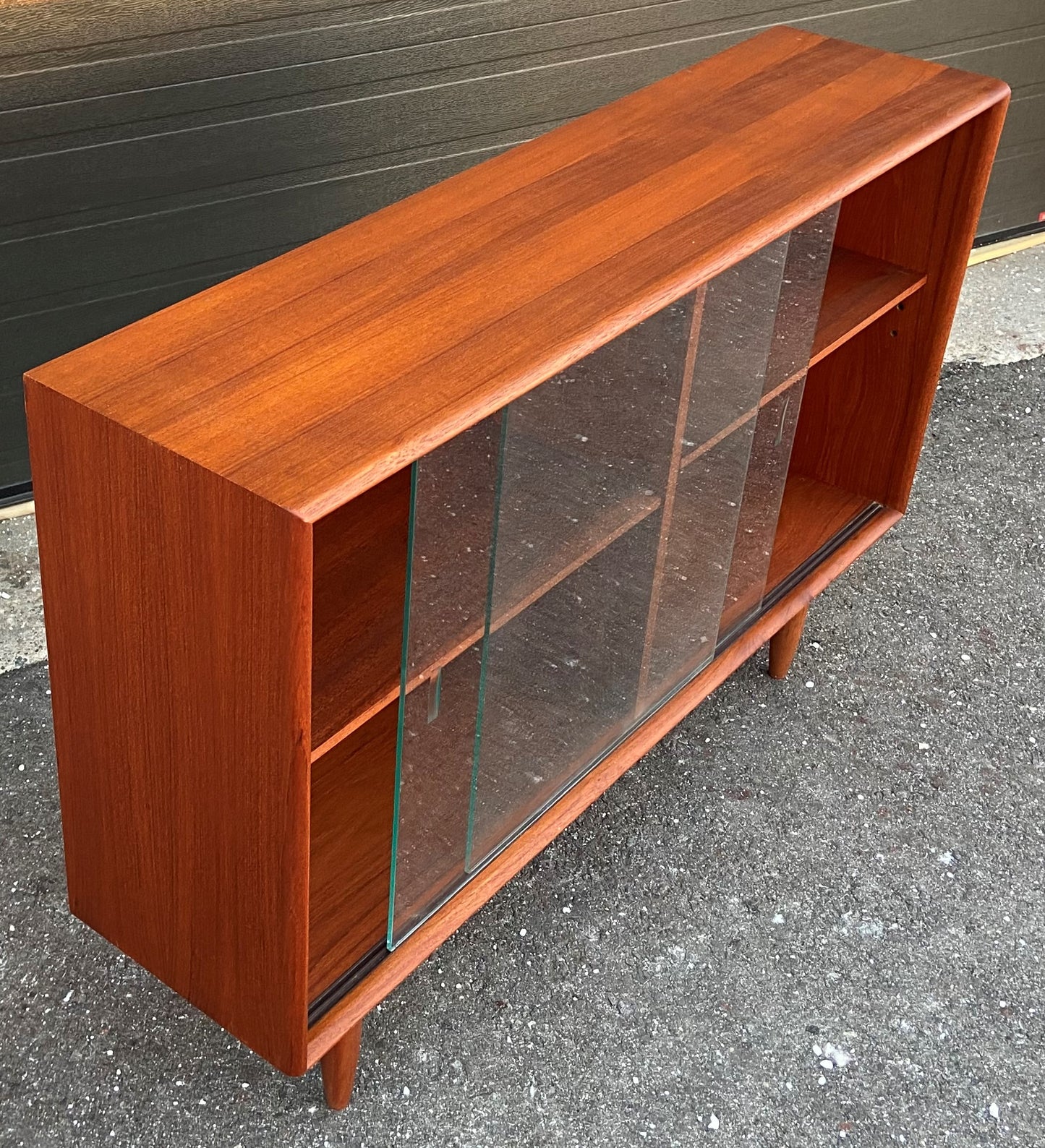 REFINISHED Danish Mid Century Modern Teak Bookcase Console, Perfect