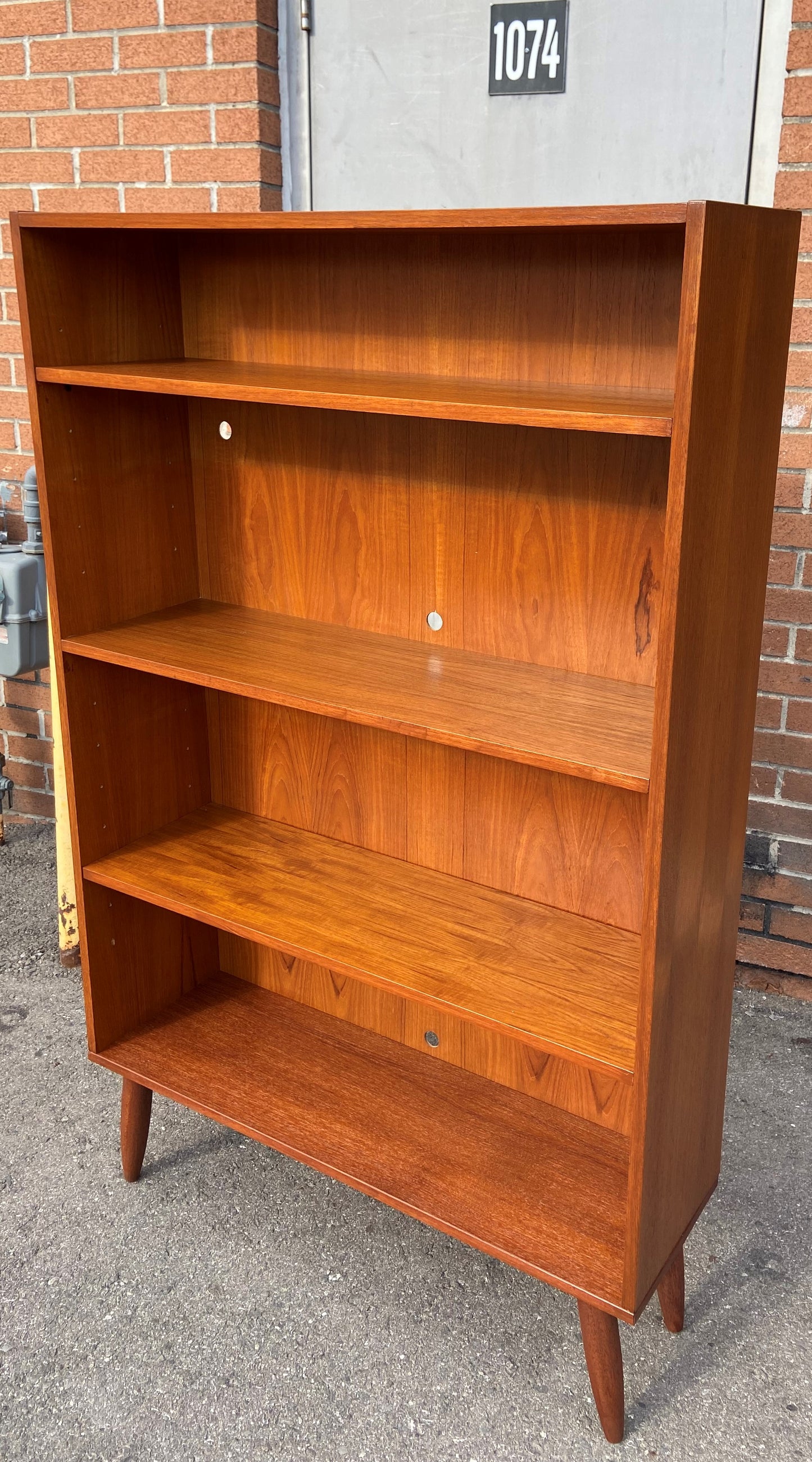 REFINISHED Mid Century Modern Teak Bookcase