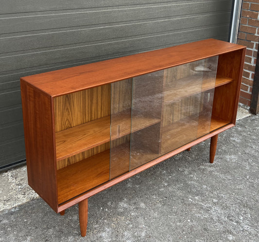 REFINISHED Mid Century Modern Teak Display Bookcase 60"