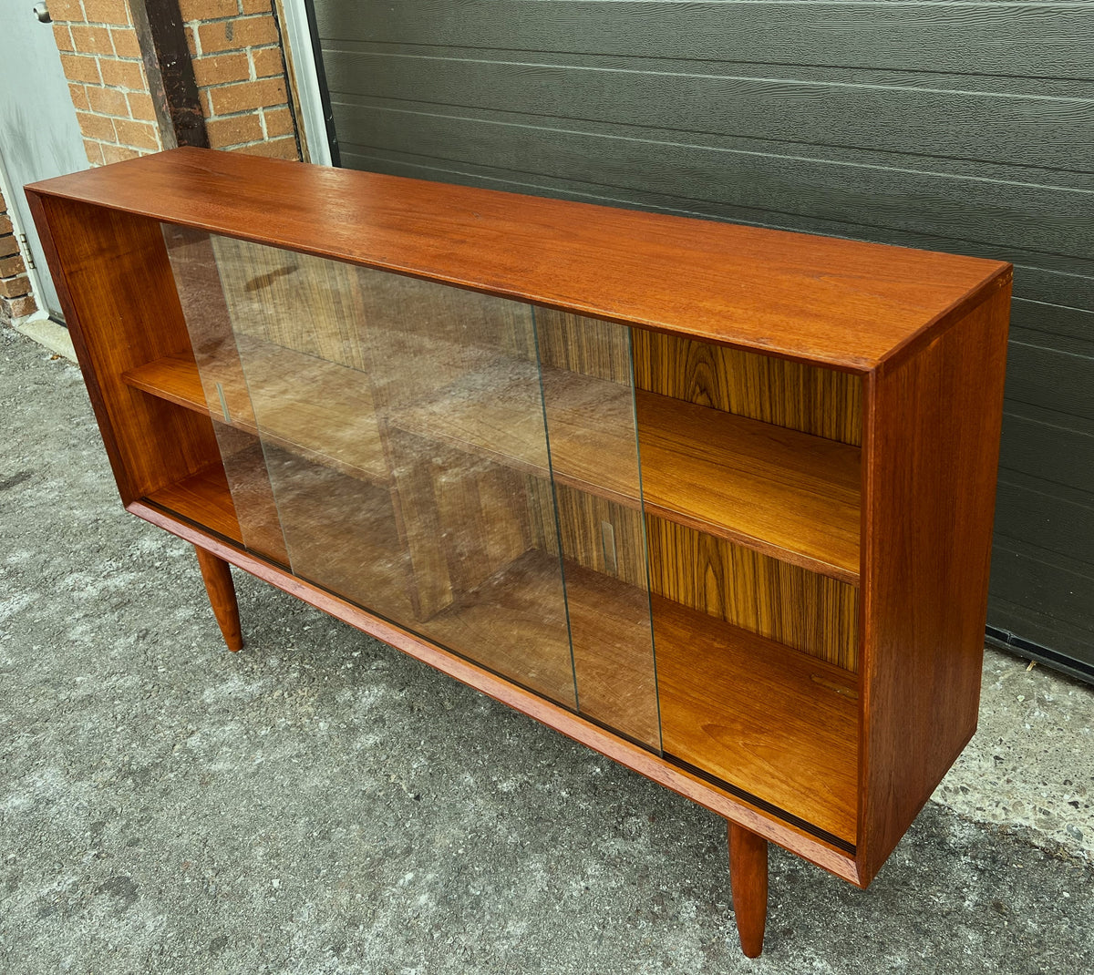 REFINISHED Mid Century Modern Teak Display Bookcase 60