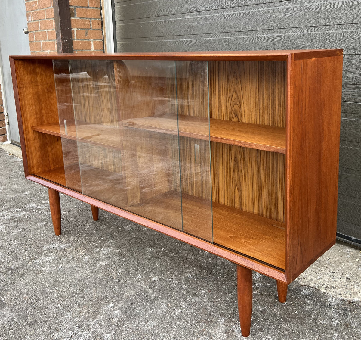 REFINISHED Mid Century Modern Teak Display Bookcase 60