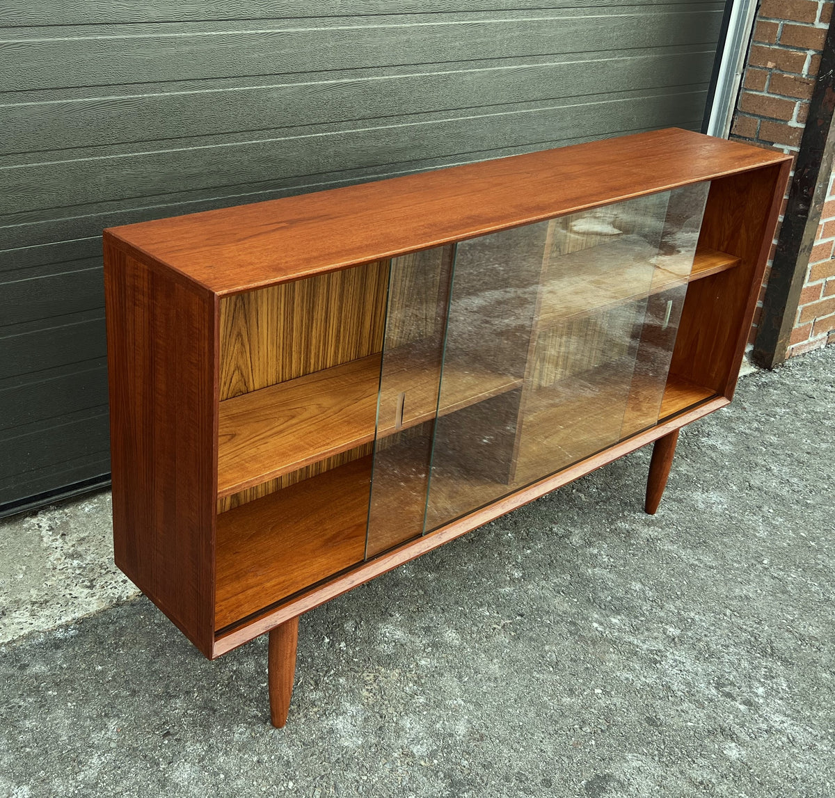 REFINISHED Mid Century Modern Teak Display Bookcase 60