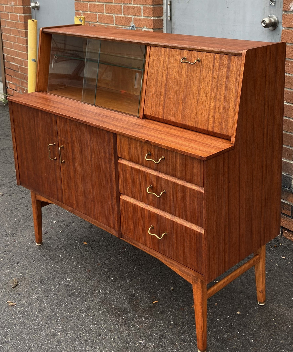 REFINISHED Mid Century Modern Teak Buffet Bar by Nathan 48