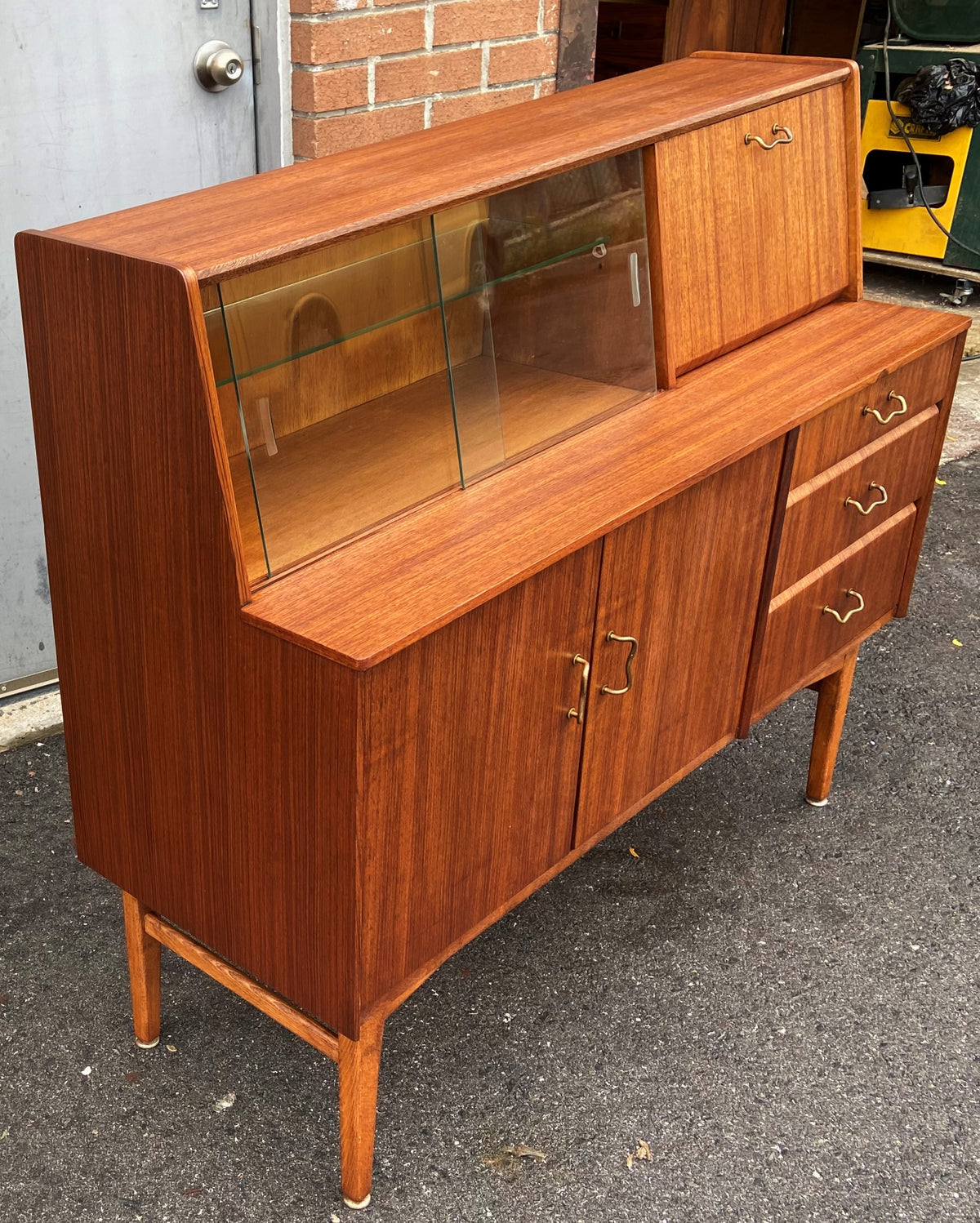 REFINISHED Mid Century Modern Teak Buffet Bar by Nathan 48