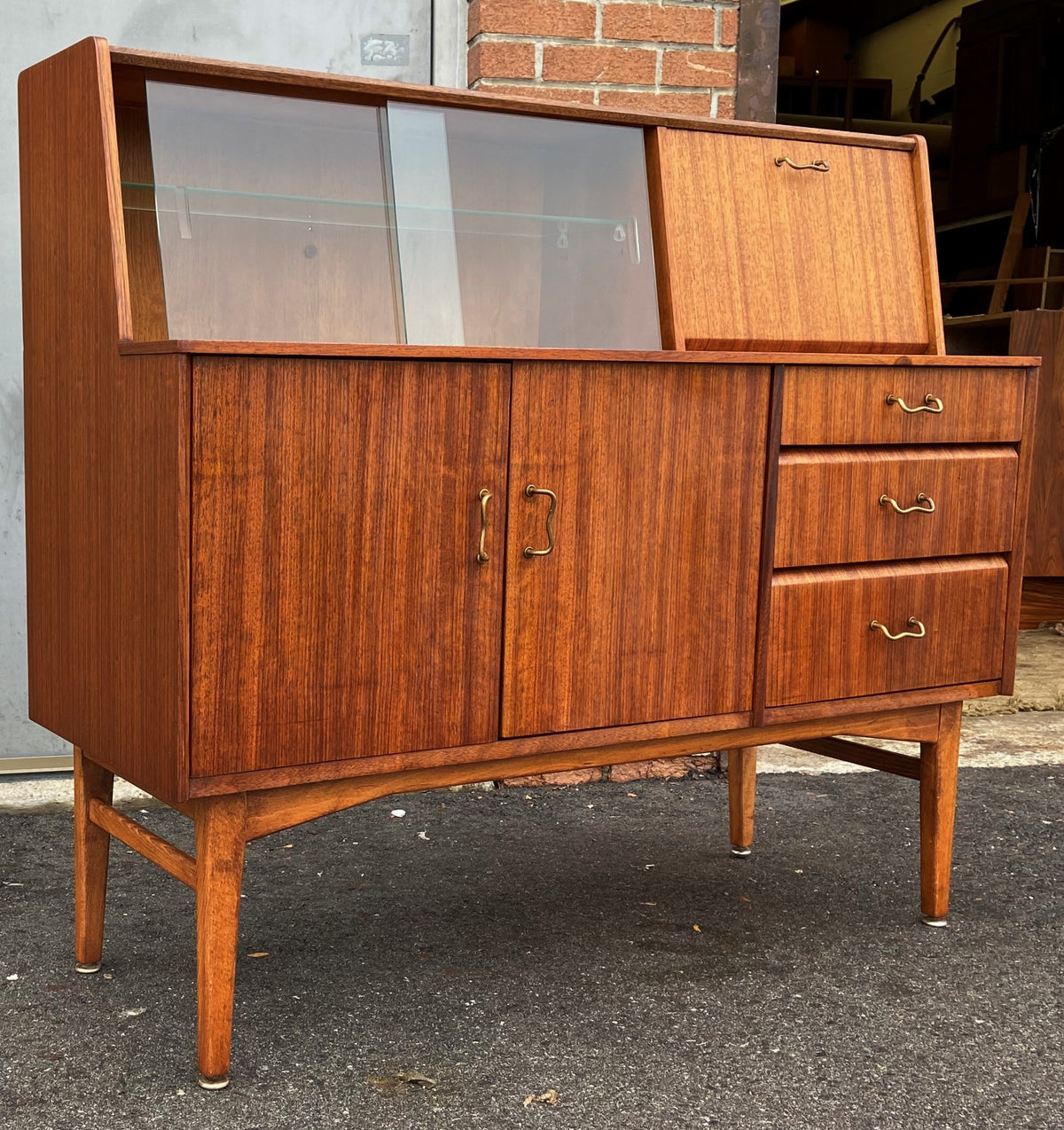 REFINISHED Mid Century Modern Teak Buffet Bar by Nathan 48
