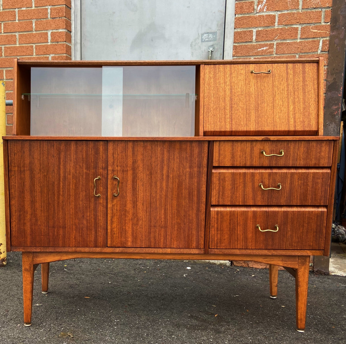 REFINISHED Mid Century Modern Teak Buffet Bar by Nathan 48