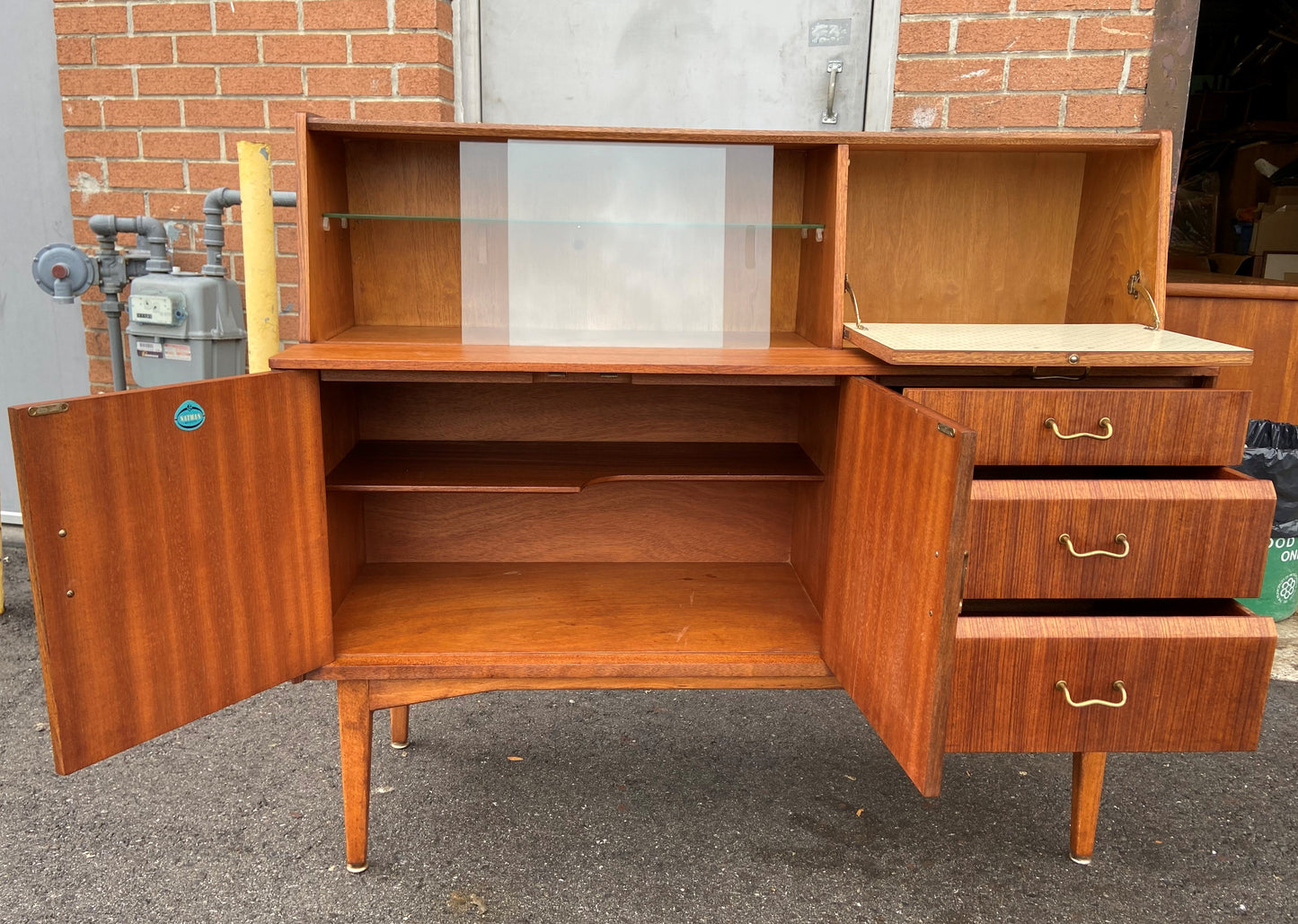 REFINISHED Mid Century Modern Teak Buffet Bar by Nathan 48", Perfect