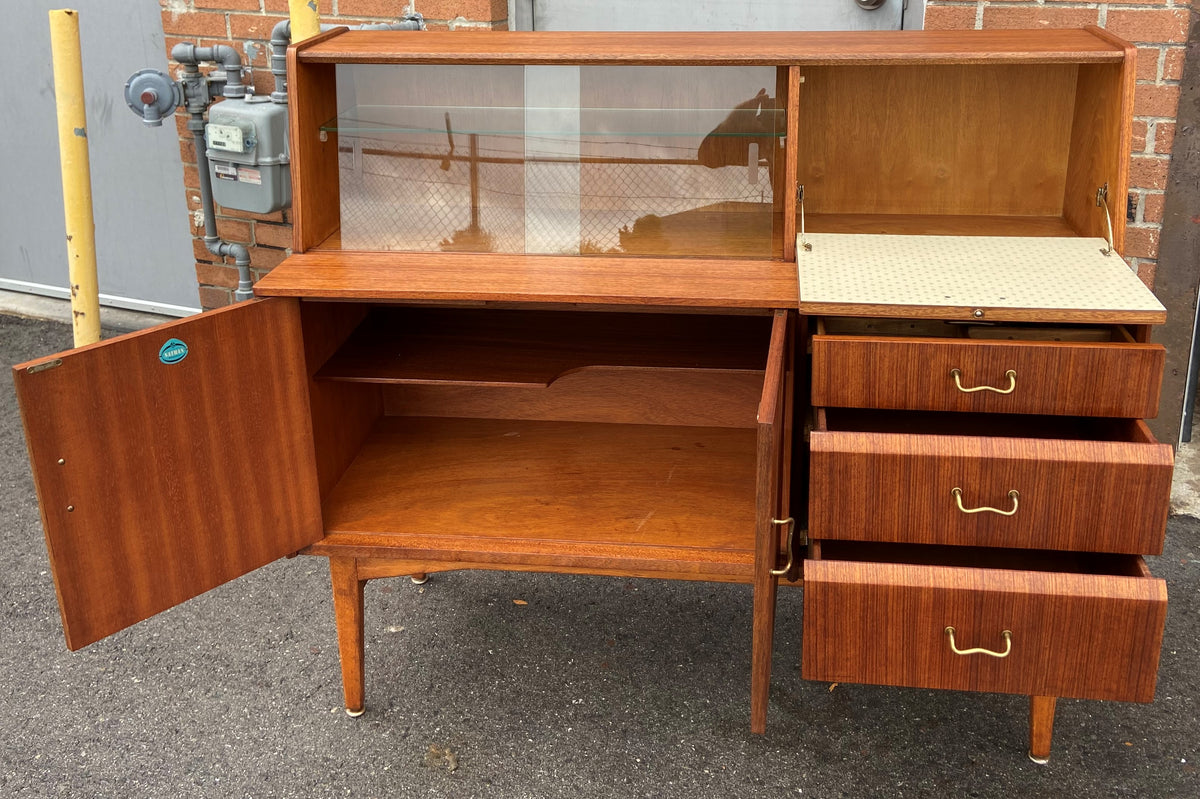 REFINISHED Mid Century Modern Teak Buffet Bar by Nathan 48