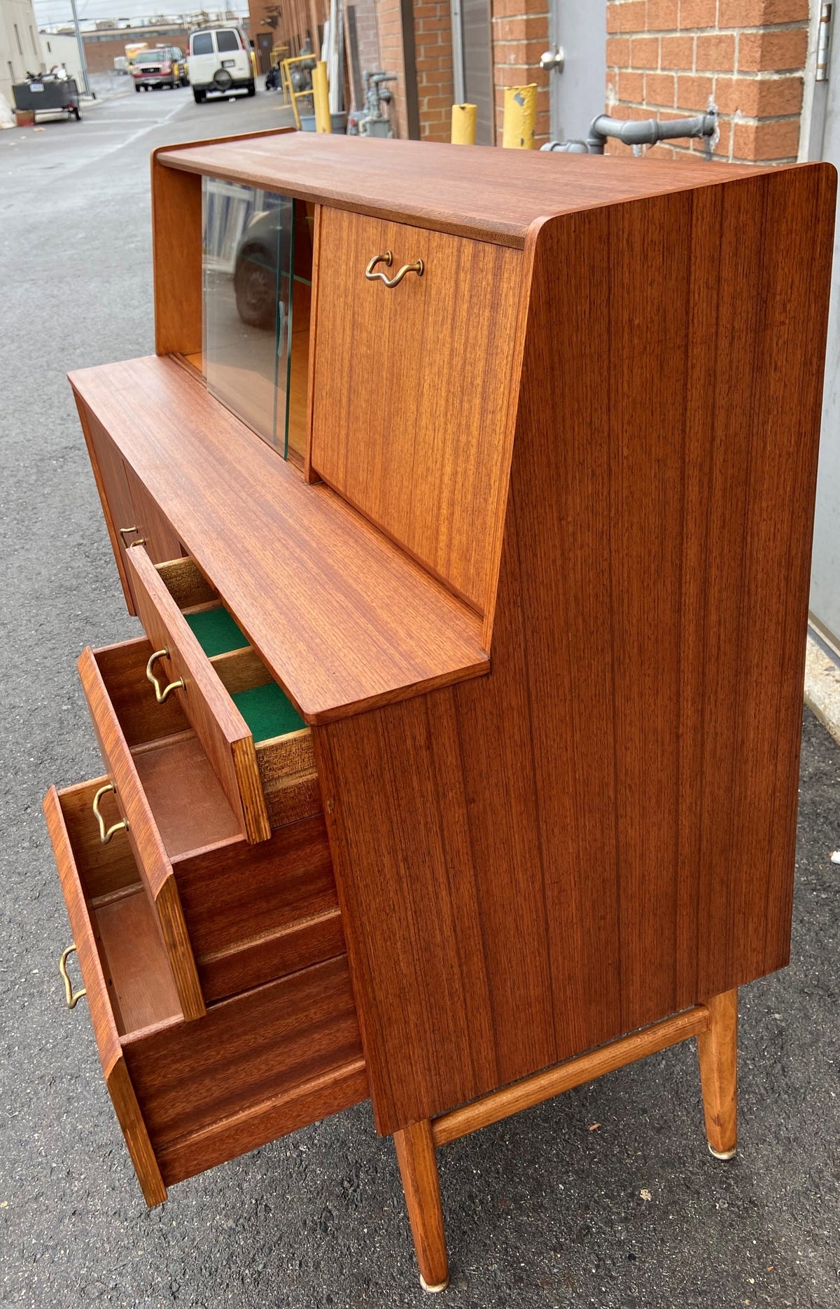 REFINISHED Mid Century Modern Teak Buffet Bar by Nathan 48