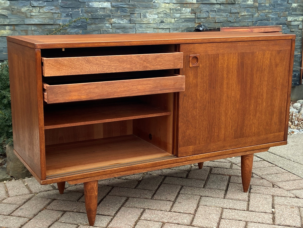 REFINISHED Swedish MCM Teak Sideboard with Finished Back, Compact 47