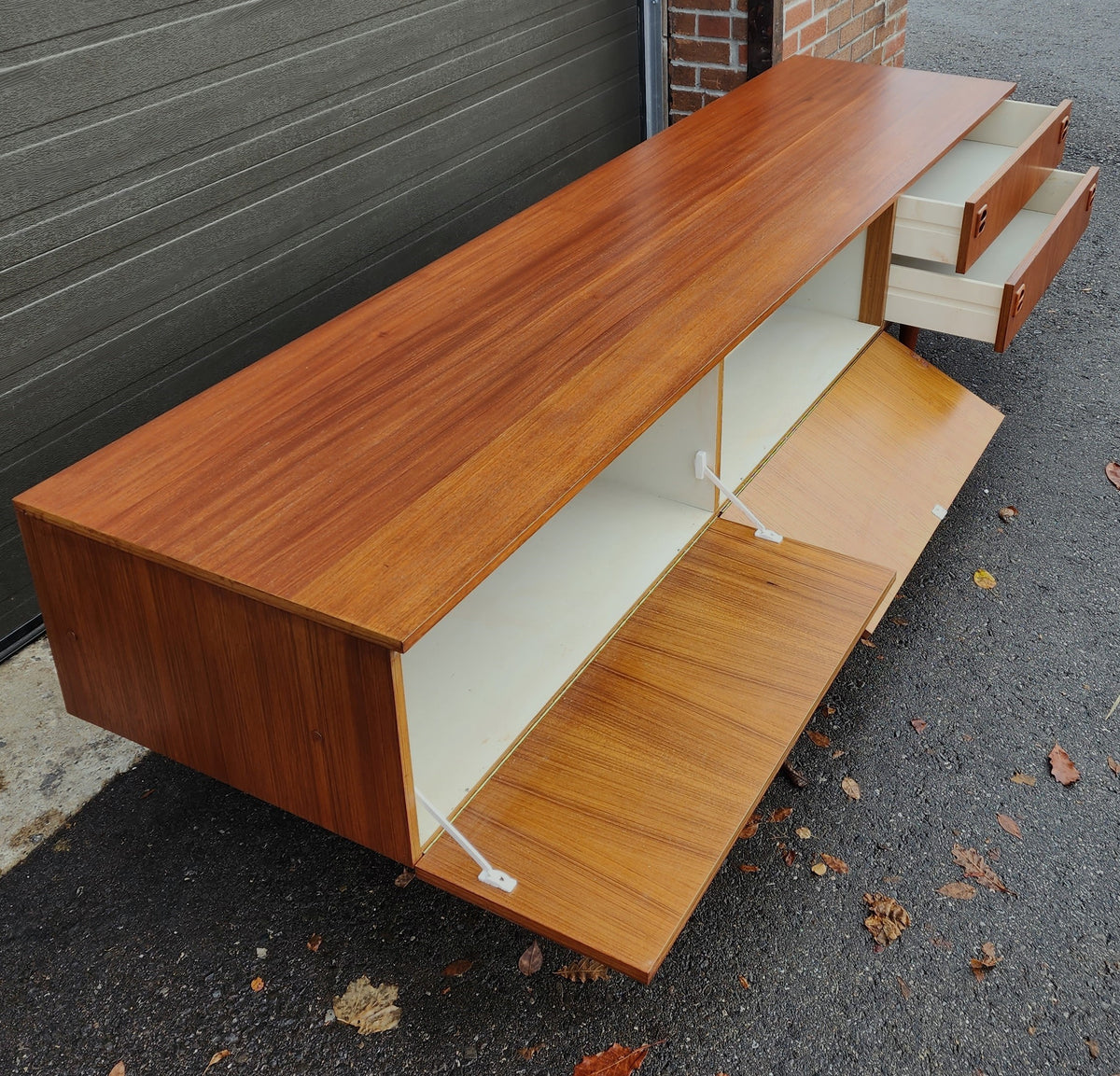 REFINISHED Danish Mid Century Modern Teak Console 94