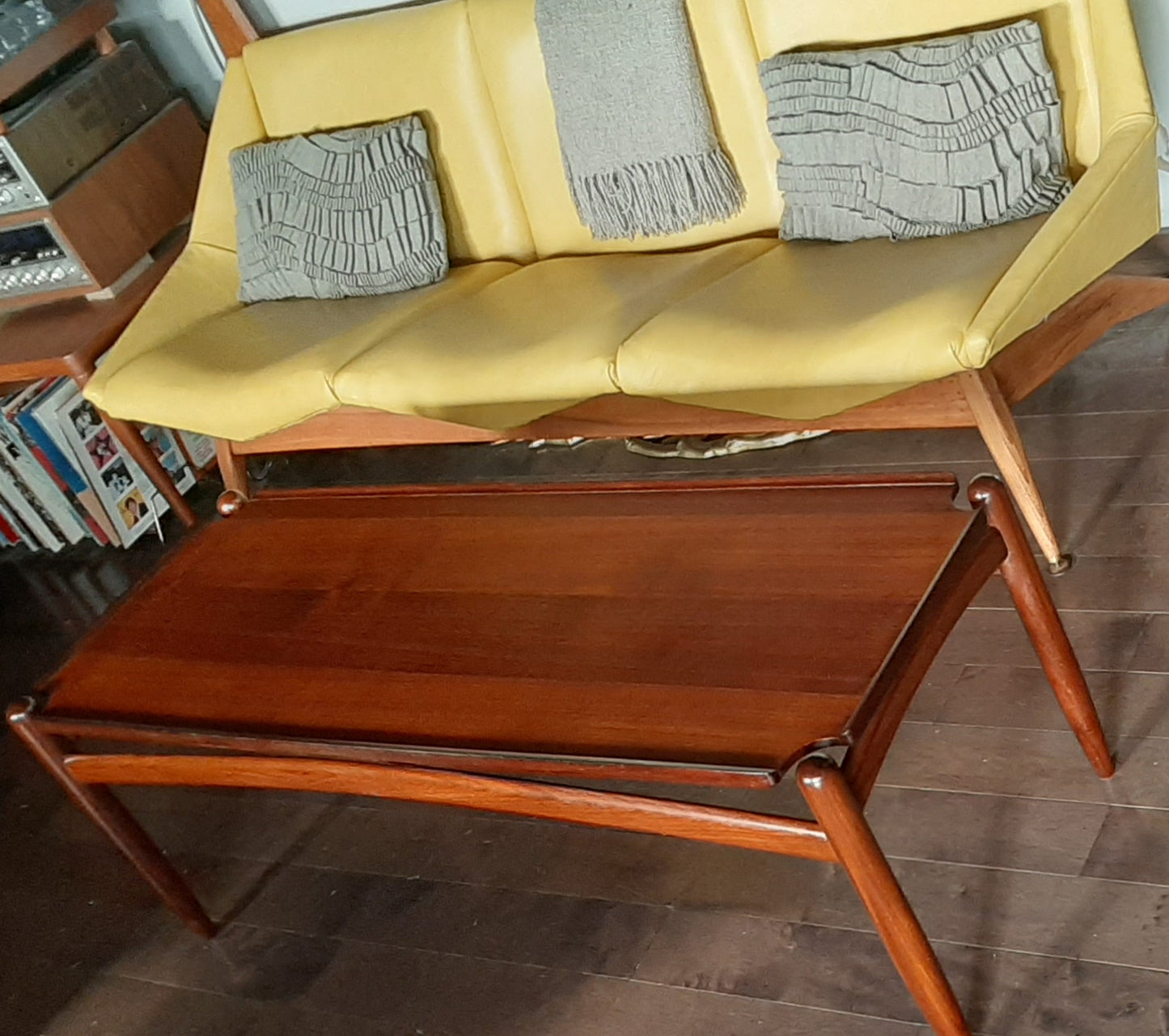 REFINISHED MCM Teak Coffee Table 49", H. Wegner style, PERFECT