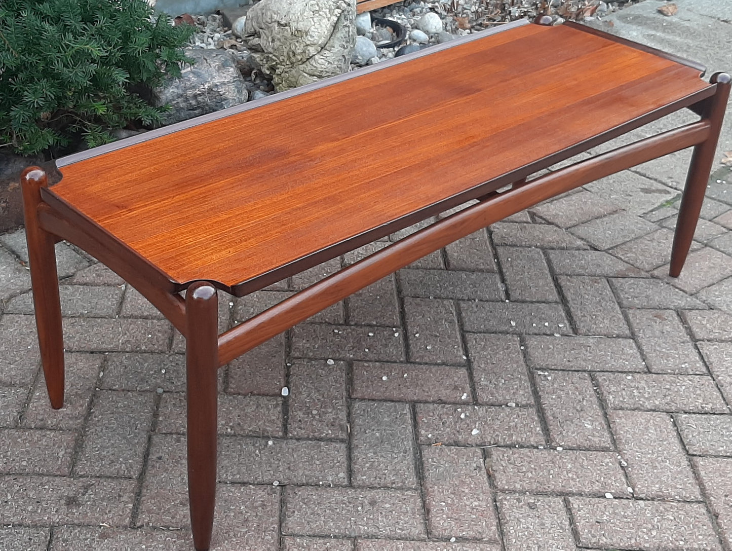 REFINISHED MCM Teak Coffee Table 49", H. Wegner style, PERFECT