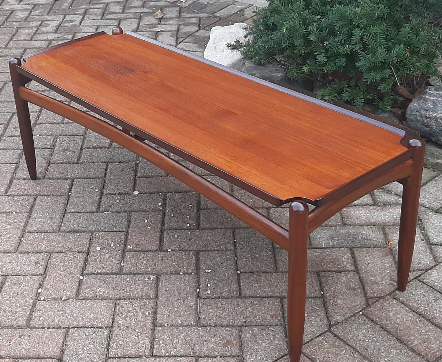 REFINISHED MCM Teak Coffee Table 49", H. Wegner style, PERFECT