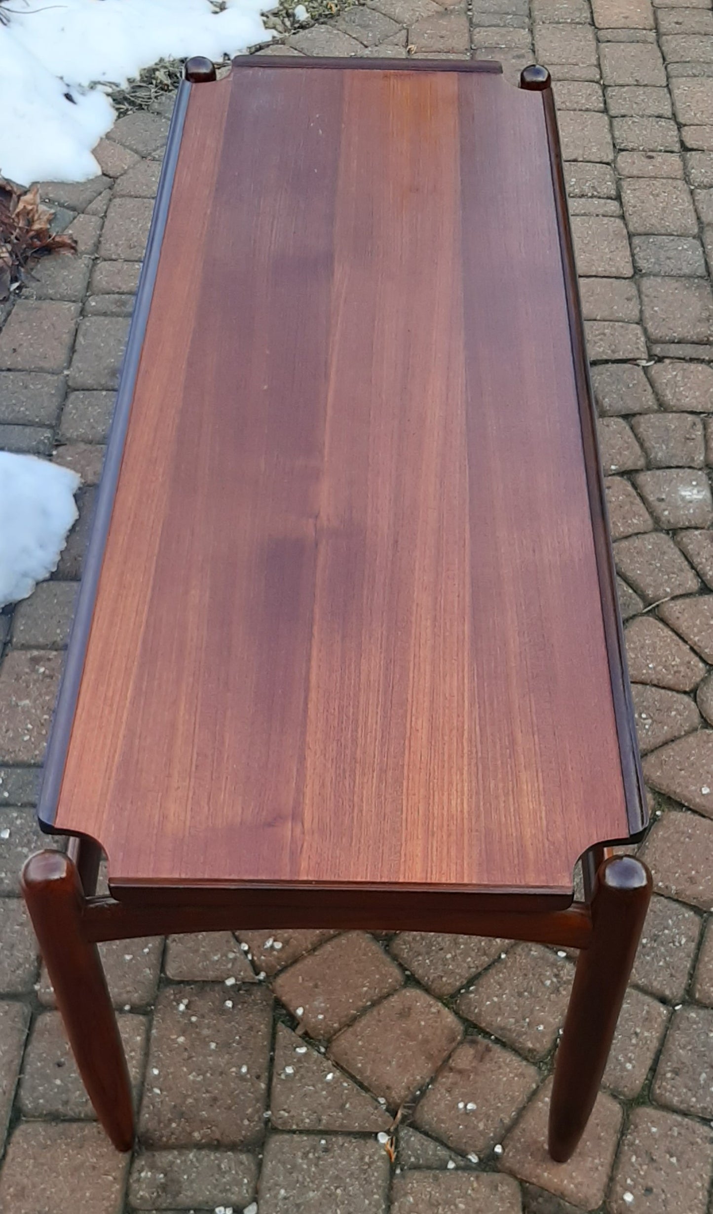 REFINISHED MCM Teak Coffee Table 49", H. Wegner style, PERFECT
