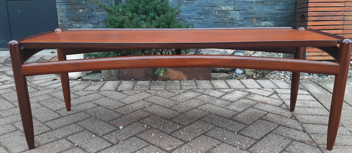 REFINISHED MCM Teak Coffee Table 49", H. Wegner style, PERFECT