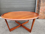 REFINISHED Mid Century Modern Round Coffee Table w Raised Edge D41