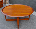 REFINISHED Mid Century Modern Round Coffee Table w Raised Edge D41