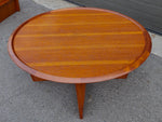 REFINISHED Mid Century Modern Round Coffee Table w Raised Edge D41