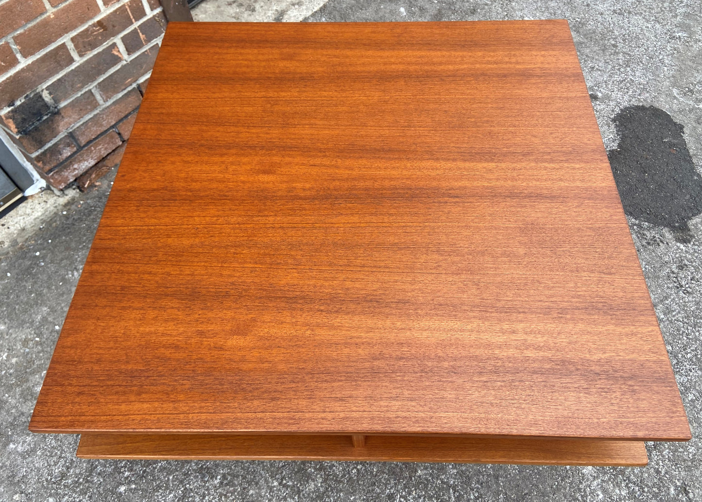 REFINISHED Mid Century Modern Teak Coffee Table Square 2 Tier, Perfect