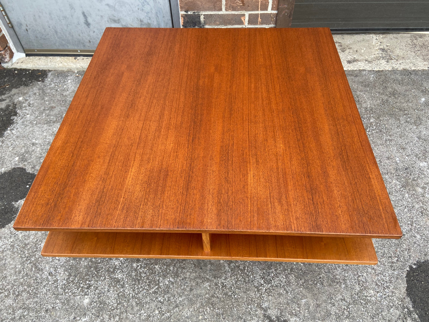 REFINISHED Mid Century Modern Teak Coffee Table Square 2 Tier, Perfect