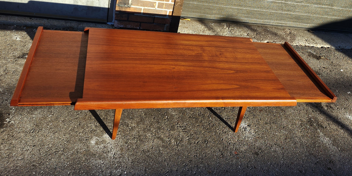 REFINISHED Danish Mid Century Modern Teak Coffee Table w Extensions