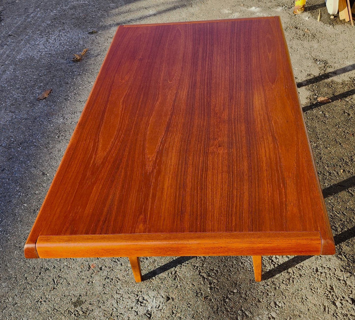 REFINISHED Danish Mid Century Modern Teak Coffee Table w Extensions
