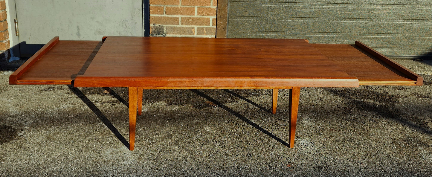 REFINISHED Danish Mid Century Modern Teak Coffee Table w Extensions