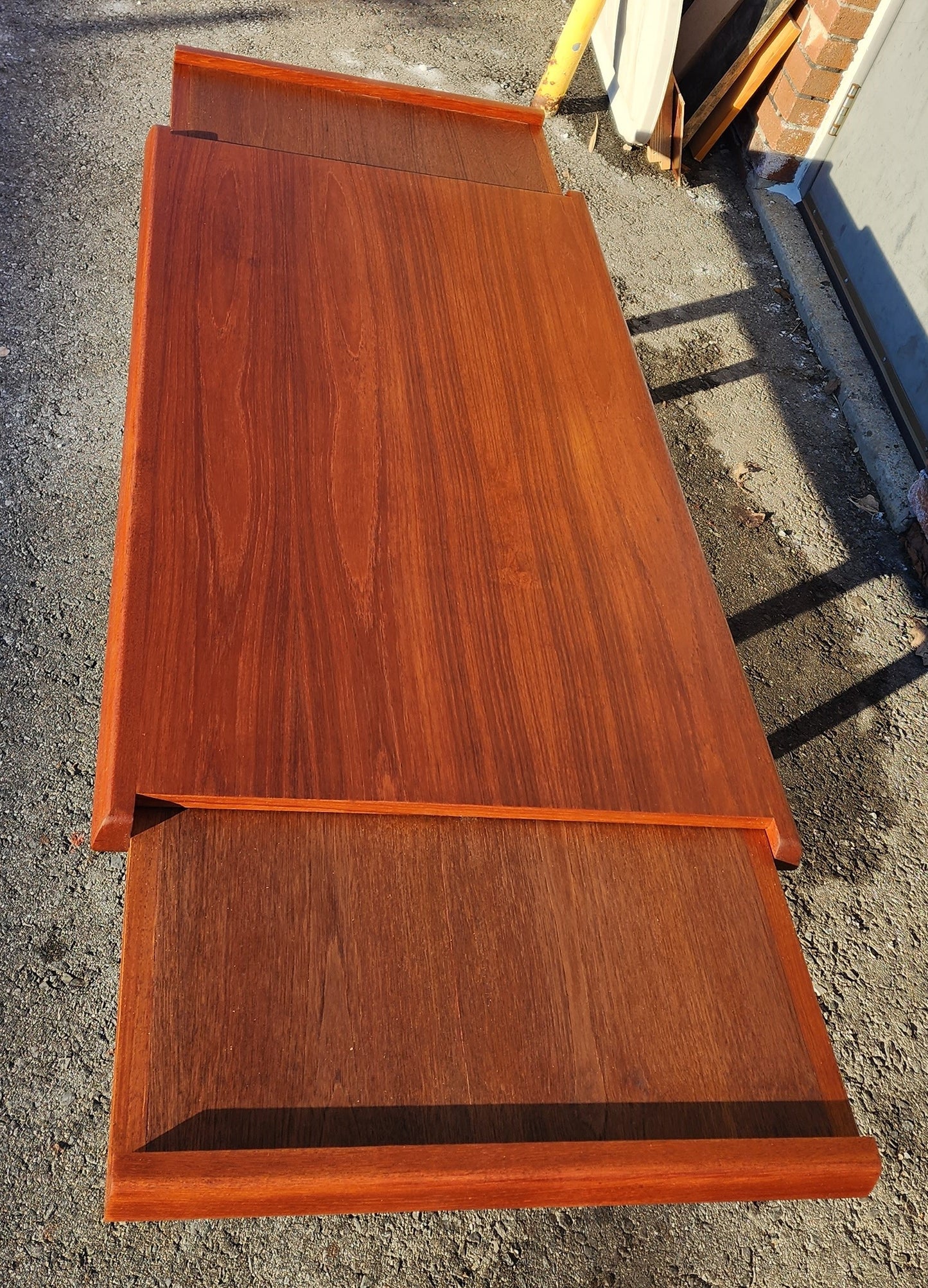 REFINISHED Danish Mid Century Modern Teak Coffee Table w Extensions