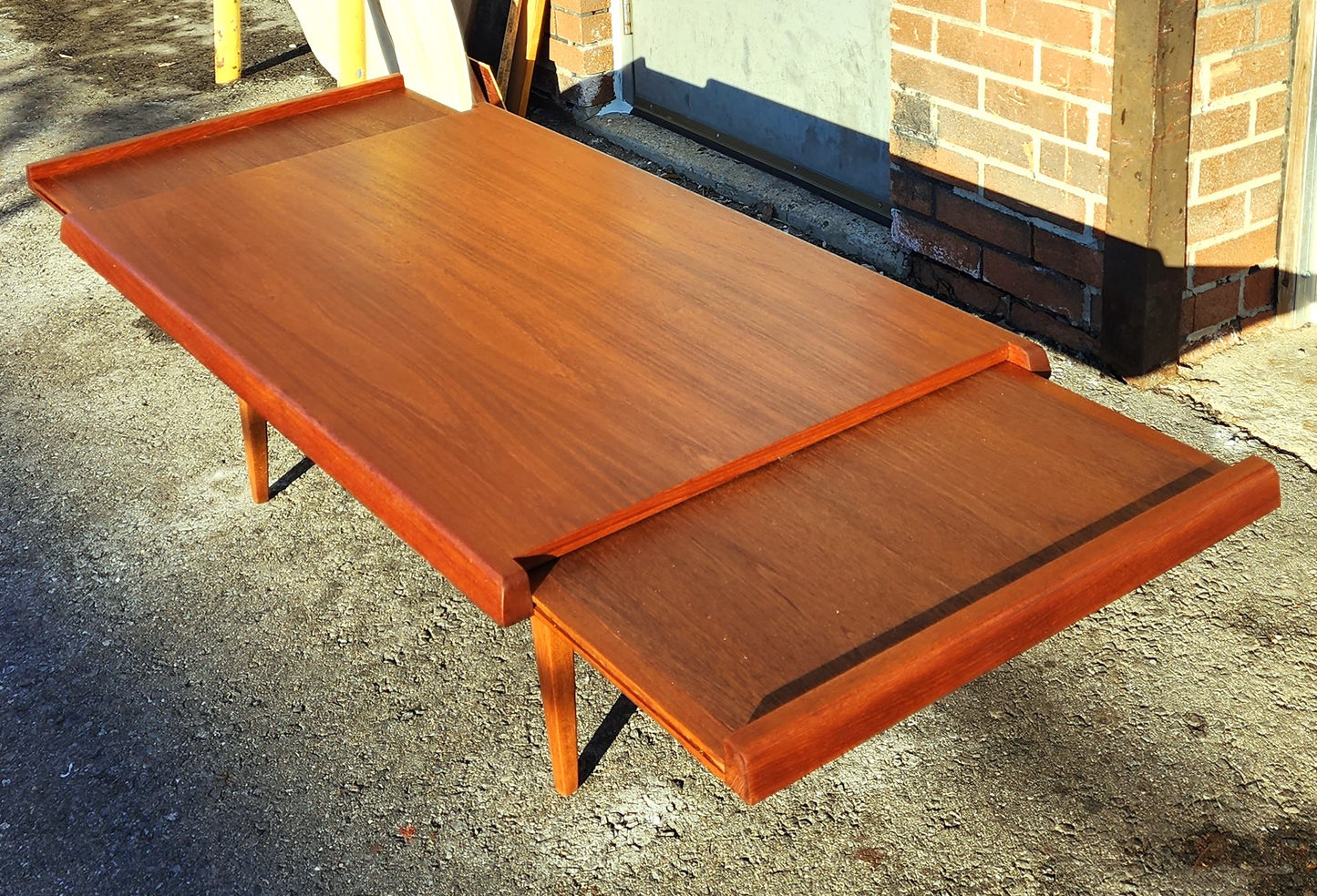 REFINISHED Danish Mid Century Modern Teak Coffee Table w Extensions