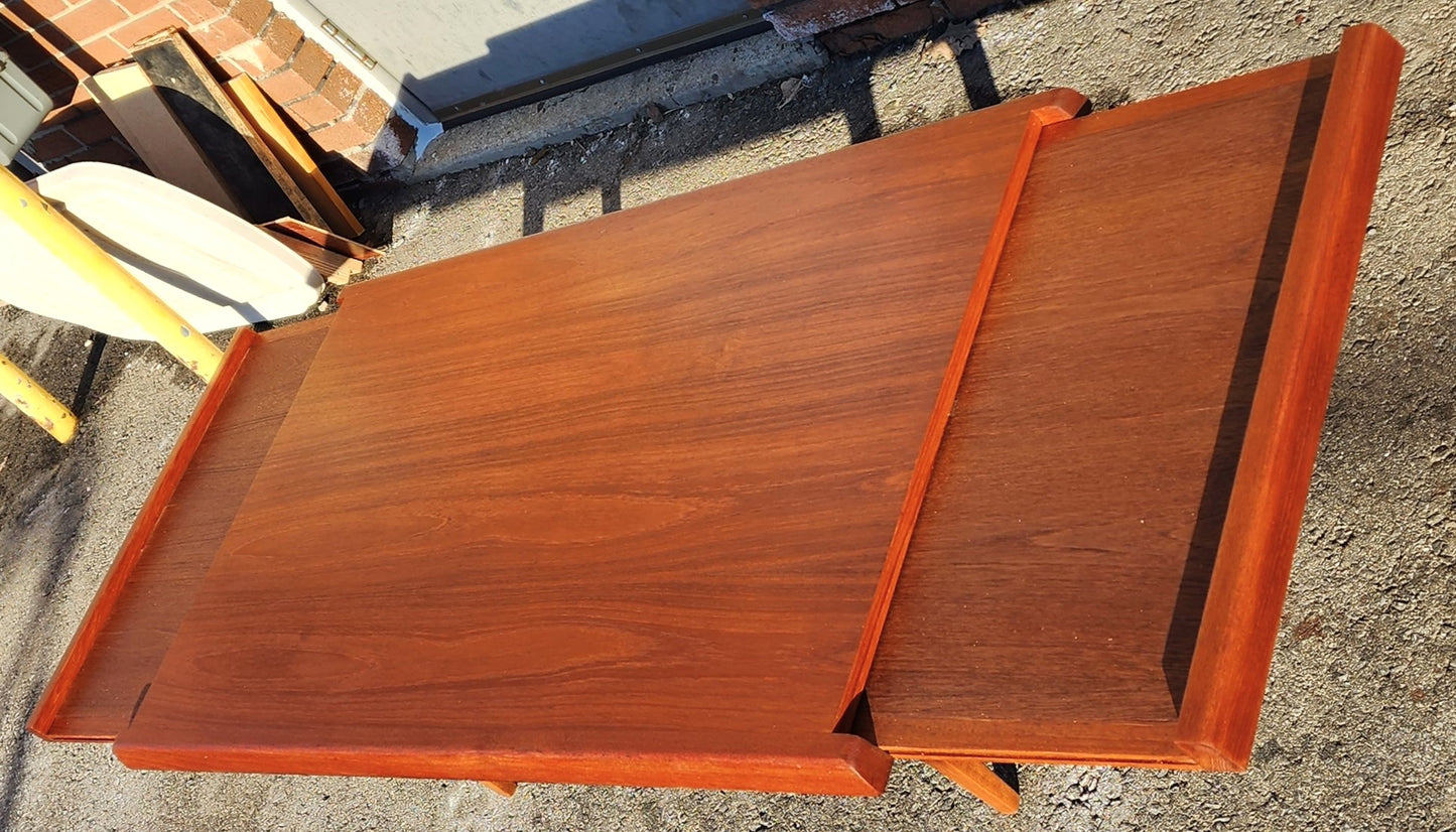 REFINISHED Danish Mid Century Modern Teak Coffee Table w Extensions