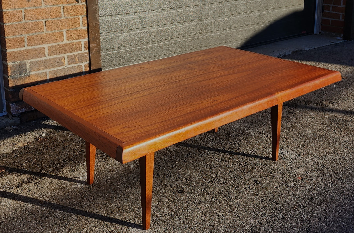 REFINISHED Danish Mid Century Modern Teak Coffee Table w Extensions