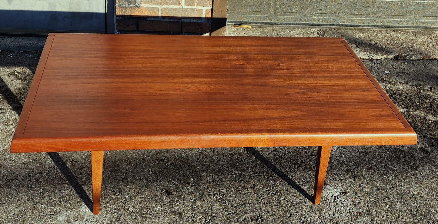 REFINISHED Danish Mid Century Modern Teak Coffee Table w Extensions