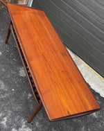 REFINISHED Mid Century Modern Sufboard Teak Coffee Table w Shelf 60