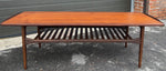 REFINISHED Mid Century Modern Sufboard Teak Coffee Table w Shelf 60