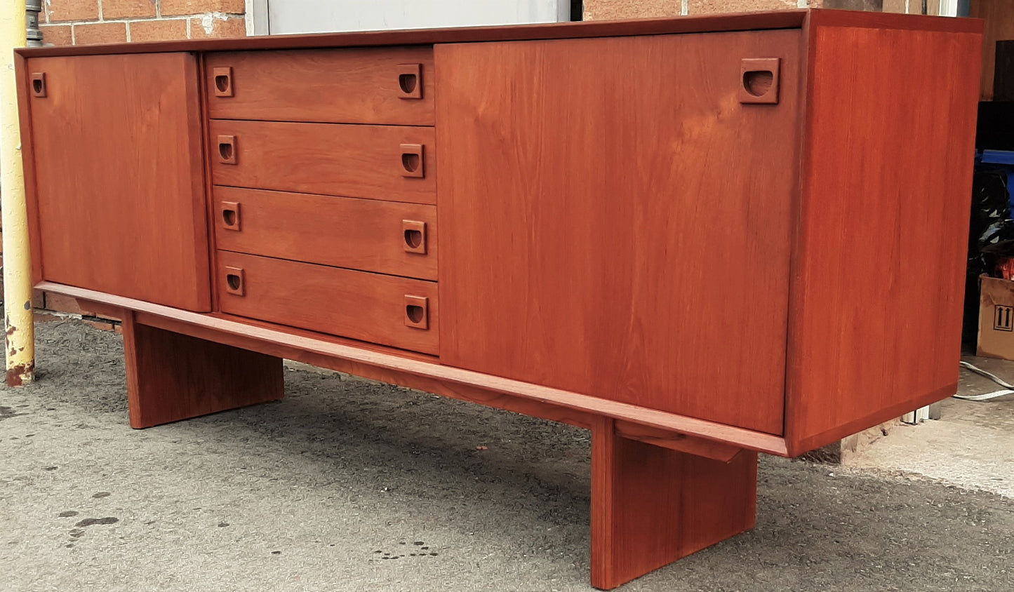REFINISHED Mid Century Modern Teak Sideboard Credenza 6ft narrow, perfect