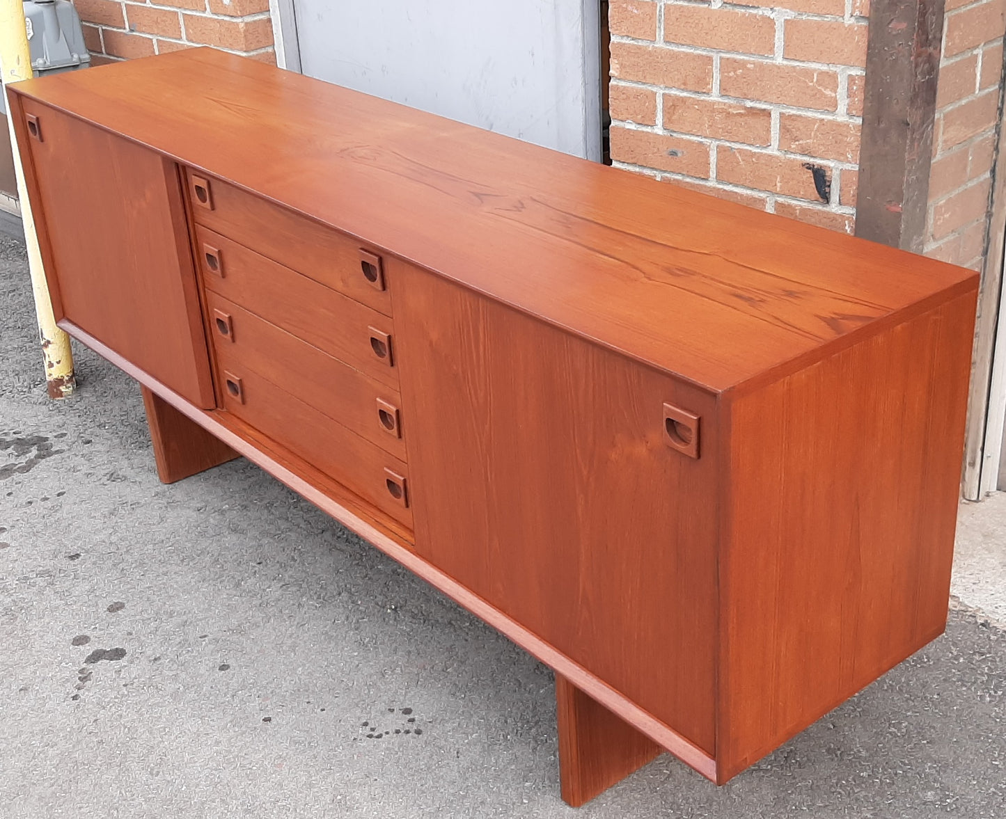 REFINISHED Mid Century Modern Teak Sideboard Credenza 6ft narrow, perfect