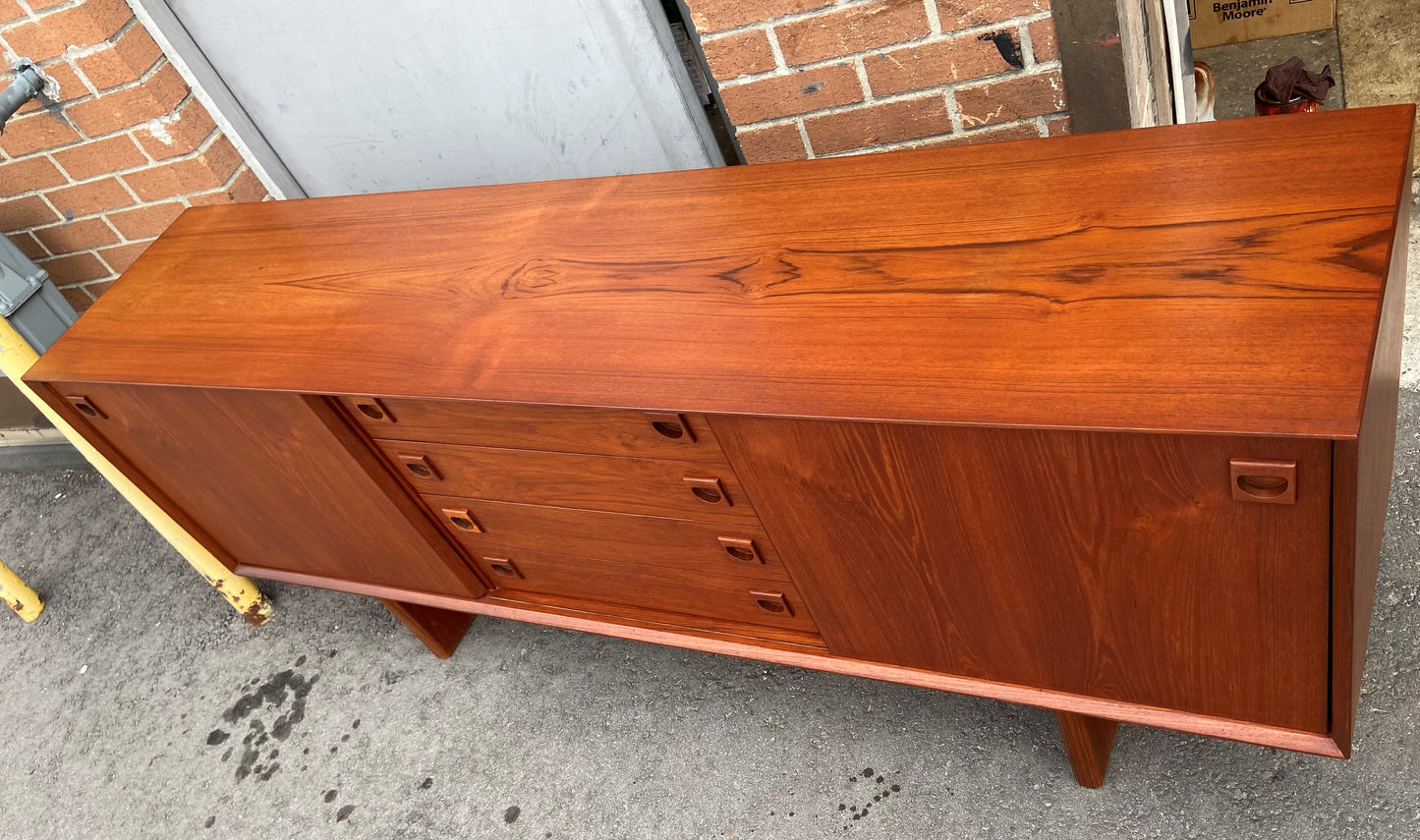 REFINISHED Mid Century Modern Teak Sideboard Credenza 6ft narrow, perfect