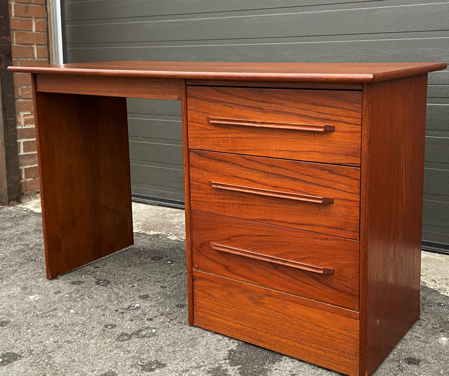 REFINISHED Mid Century Modern Teak Desk.