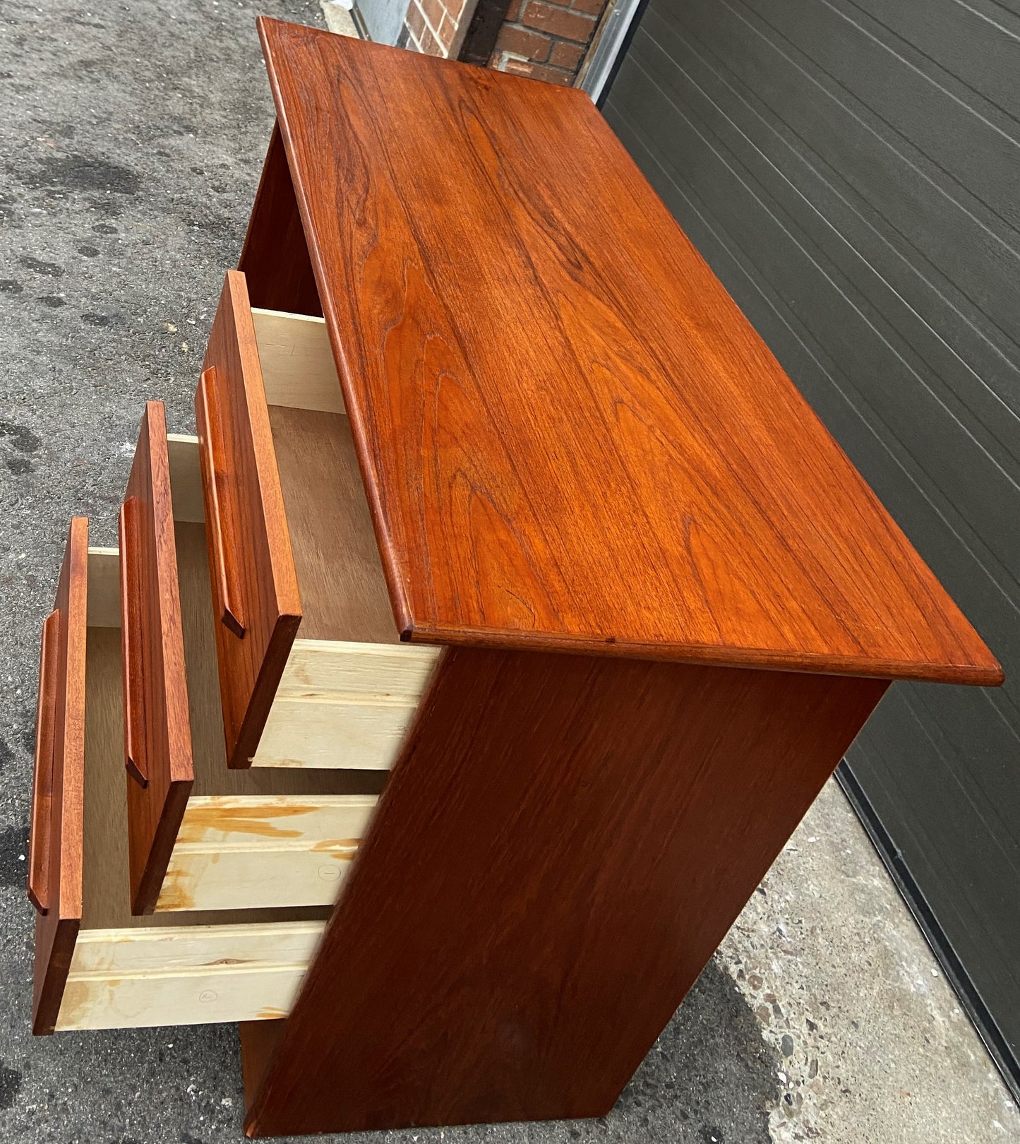 REFINISHED Mid Century Modern Teak Desk.