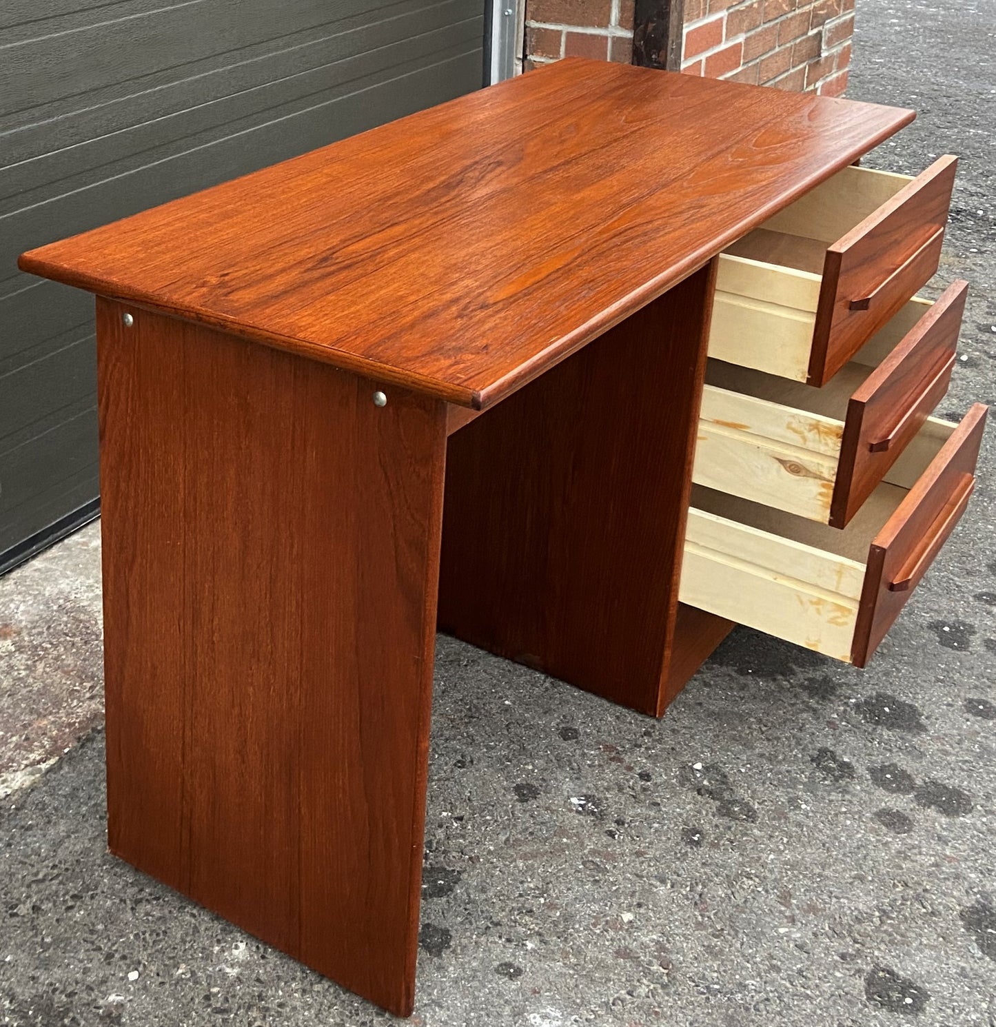 REFINISHED Mid Century Modern Teak Desk.