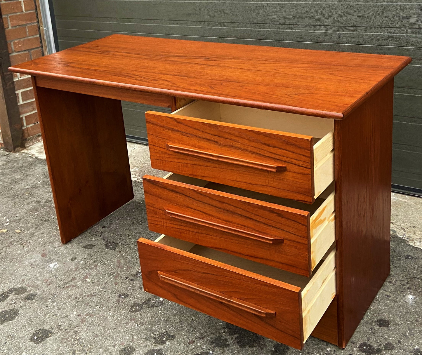 REFINISHED Mid Century Modern Teak Desk.