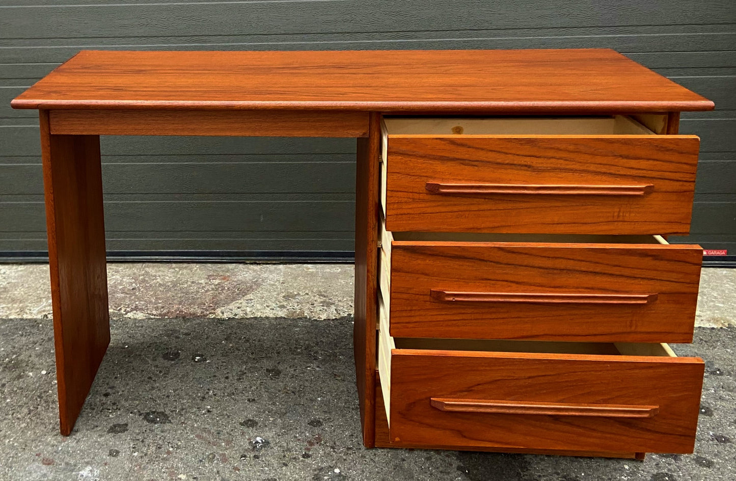 REFINISHED Mid Century Modern Teak Desk.