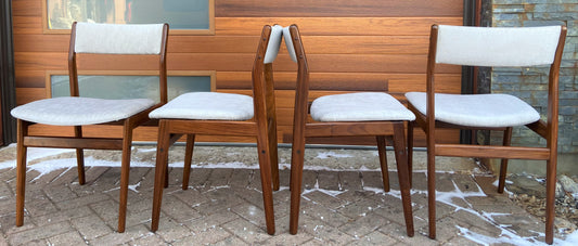 4 RESTORED REUPHOLSTERED in Knoll fabric Danish Mid Century Modern Teak Chairs