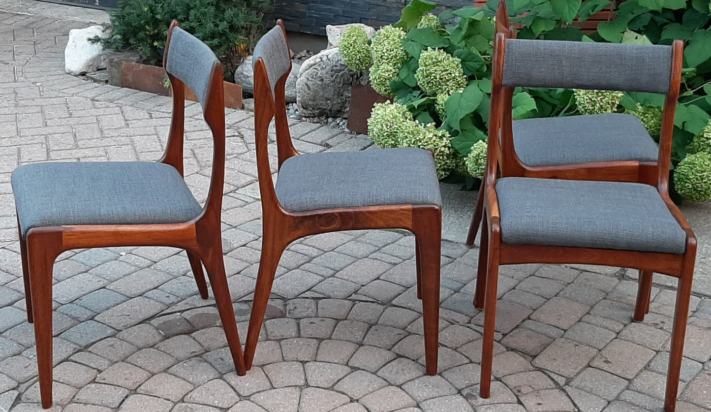 4 MCM Teak Chairs REFINISHED REUPHOLSTERED