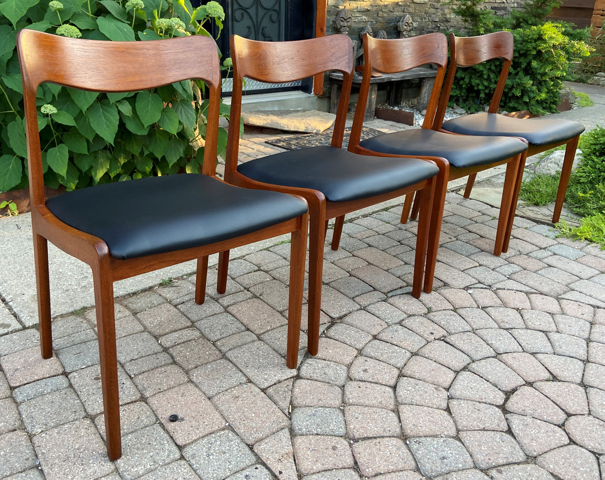 4 REFINISHED REUPHOLSTERED Danish Mid Century Modern Teak Chairs, Moller style