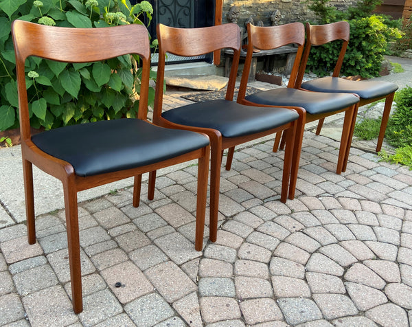 4 REFINISHED REUPHOLSTERED Danish Mid Century Modern Teak Chairs, Moller style