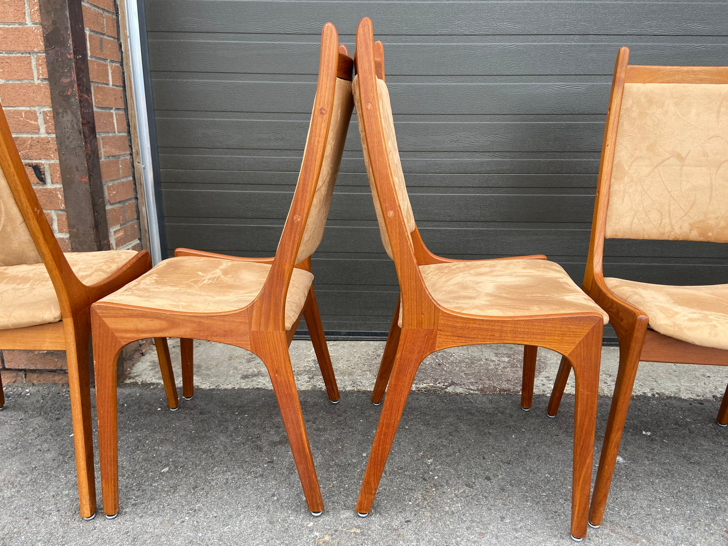 6 RESTORED Mid Century Modern Teak Chairs High Back