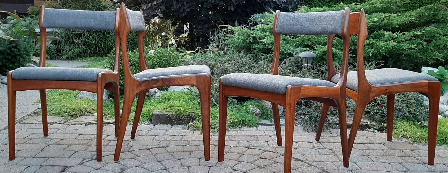 4 MCM Teak Chairs REFINISHED REUPHOLSTERED