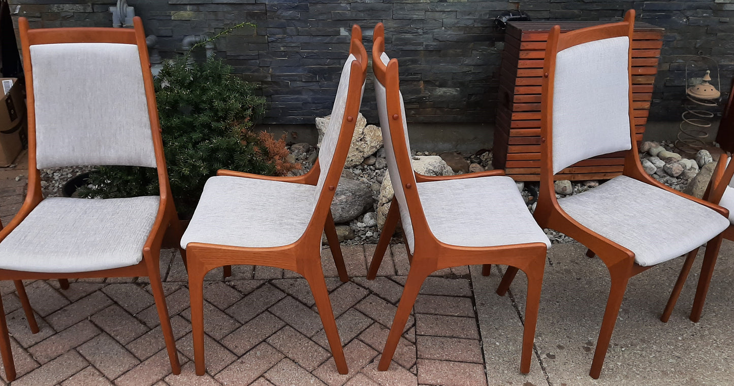 Set of 6 MCM Teak Chairs, RESTORED REUPHOLSTERED in KNOLL stain resistant fabric